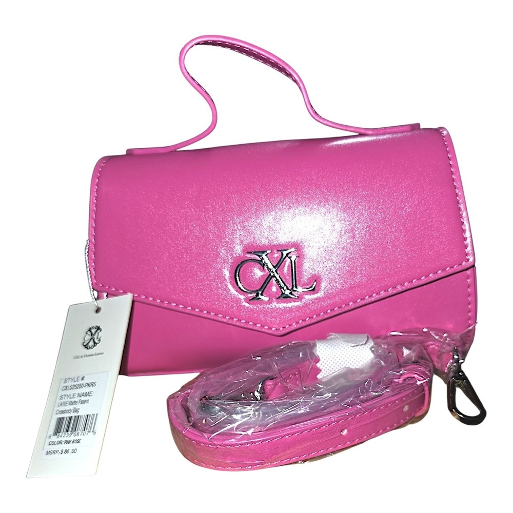 CXL by Christian Lacroix Laine Matte Patent Crossbody Bag Pink Rose NWT